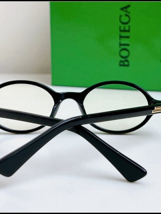 Bottega Veneta Black Oval Retro Eyeglasses